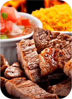 Steak e acompanhamentos